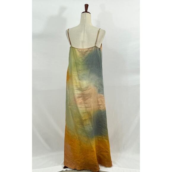 STAUD Sz L Large Laura Linen Dress Pastel Clouds Maxi Beaded Straps NWT - Picture 4 of 12